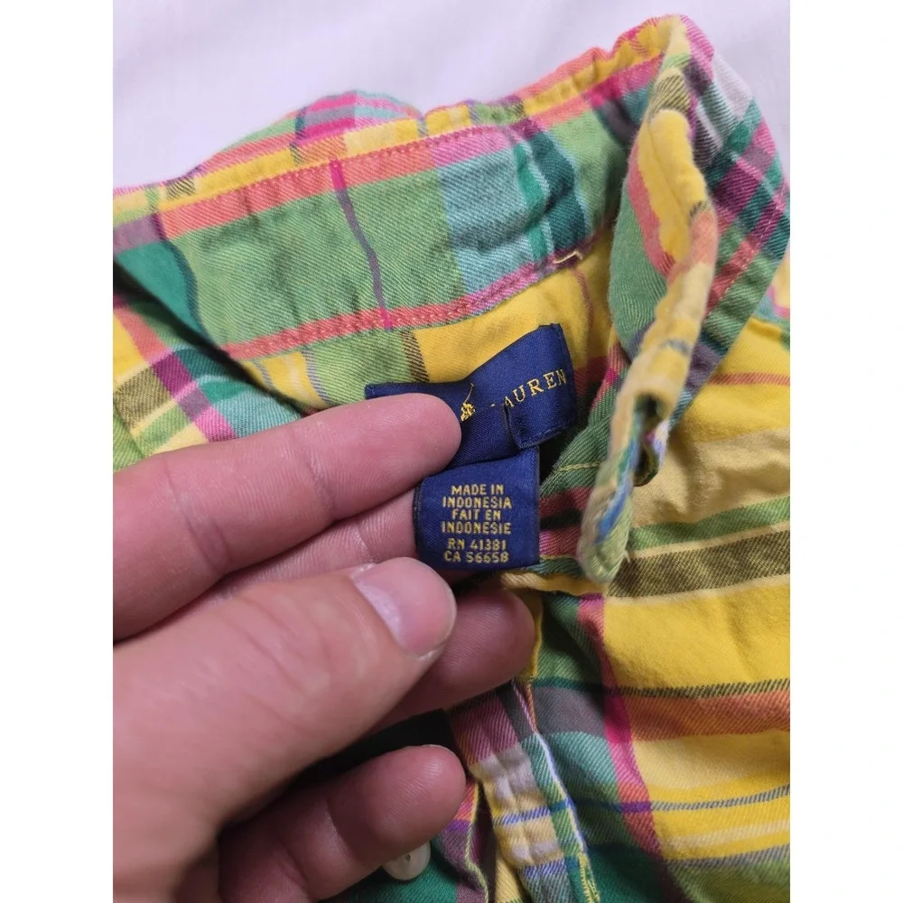 Ralph Lauren Shirt Boys 8 Multicolor Plaid Long Sleeve Button Up Casual Spring